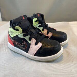 Nike Air Jordan 1 Mid SE Toddler Shoes Size 7C AV5172-076 Glow In The Dark EUC